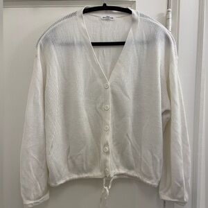 Chic White Button-Up Women's Cardigan